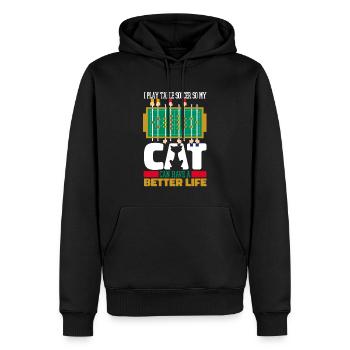 Tischfußball Kicker Katze - Männer Premium Bio Hoodie - Schwarz - Vorne - Nico (187cm)
