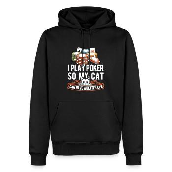 Chat de poker - Sweat à capuche Premium bio Homme - noir - Devant - Nico (187cm)