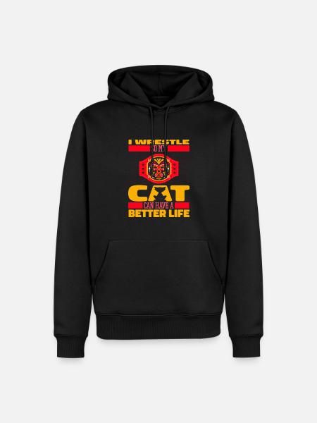 Lutte Chat lutteur - Sweat à capuche Premium bio Homme - noir