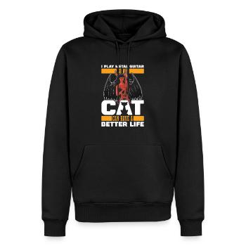 Metal Guitare Rock Guitariste Cat - Sweat à capuche Premium bio Homme - noir - Devant - Nico (187cm)