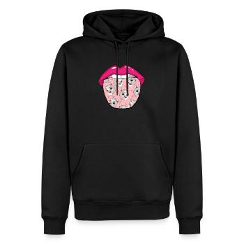 Lama Llama Langue - Sweat à capuche Premium bio Homme - noir - Devant - Nico (187cm)