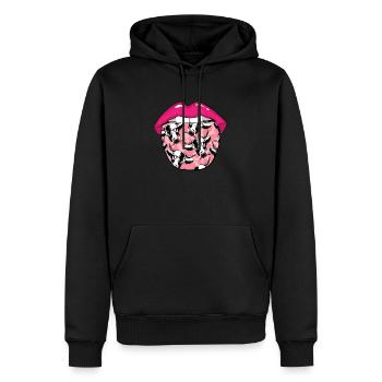Kuh Landwirt Viehzucht Zunge - Männer Premium Bio Hoodie - Schwarz - Vorne - Nico (187cm)