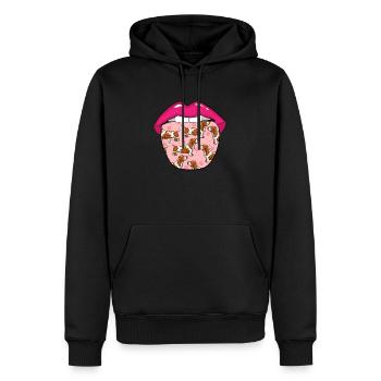 Langue de chien Bassett - Sweat à capuche Premium bio Homme - noir - Devant - Nico (187cm)
