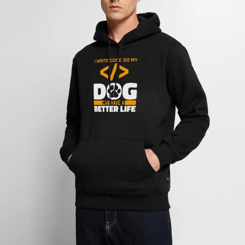 Entwickler Coder Programmierer Hund Männer Premium Bio Hoodie