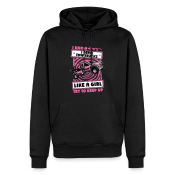 Service de remorquage dépanneuse fille - Sweat à capuche Premium bio Homme - noir - Devant - Nico (187cm)
