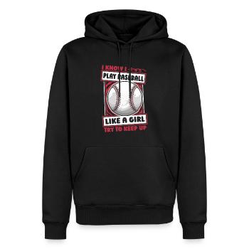 Fille de baseball - Sweat à capuche Premium bio Homme - noir - Devant - Nico (187cm)