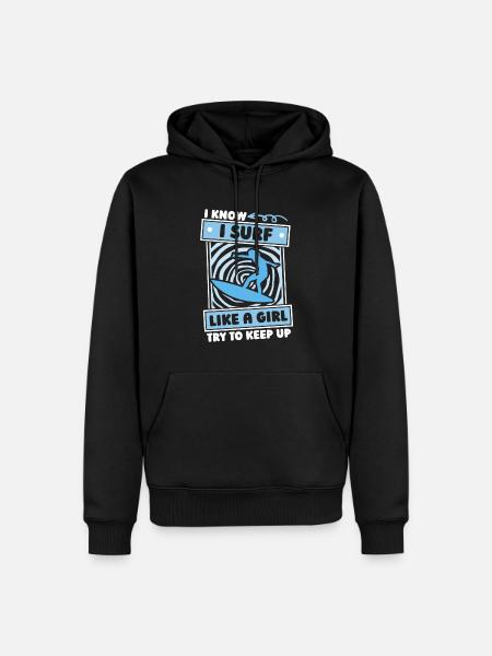 Surfer Surfen Mädchen - Männer Premium Bio Hoodie - Schwarz