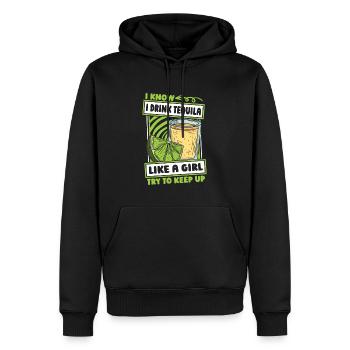 Tequila Filles - Sweat à capuche Premium bio Homme - noir - Devant - Nico (187cm)