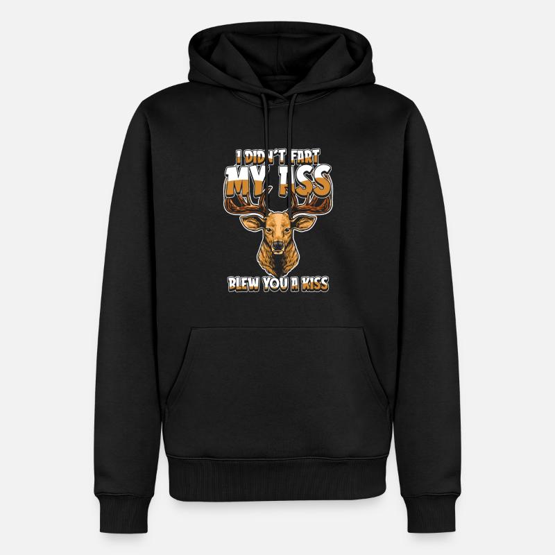 Hirsch Witzig - Männer Premium Bio Hoodie - Schwarz
