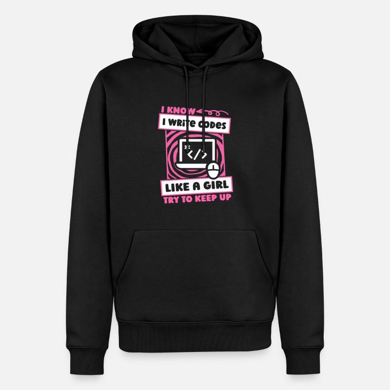 Developer Coder Programmer Girl - Men’s Premium Organic Hoodie - black