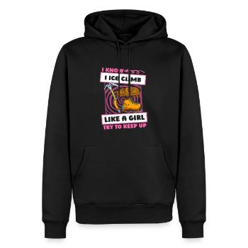 Eisklettern Mädchen - Männer Premium Bio Hoodie - Schwarz - Vorne - Nico (187cm)
