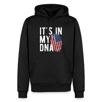 It's in my DNA - USA Fingerabdruck - Männer Premium Bio Hoodie - Schwarz - Vorne - Nico (187cm)