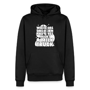 Camion de lait de vache drôle - Sweat à capuche Premium bio Homme - noir - Devant - Nico (187cm)