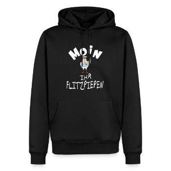 Moin ihr Flitzpiepen lustige Möwe - Männer Premium Bio Hoodie - Schwarz - Vorne - Nico (187cm)