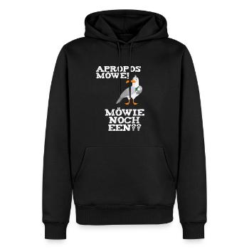 Apropos Möwe Möwie noch een? plattdeutscher Spruch - Männer Premium Bio Hoodie - Schwarz - Vorne - Nico (187cm)