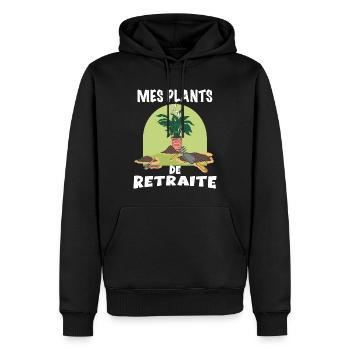 Retraite Au jardin Plan de Retraite Citation - Sweat à capuche Premium bio Homme - noir - Devant - Nico (187cm)
