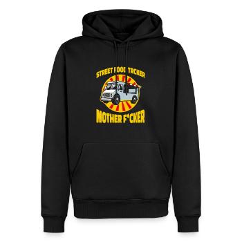 Cuisine de rue - Sweat à capuche Premium bio Homme - noir - Devant - Nico (187cm)