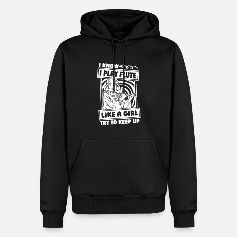 Fille de flûte flûtiste - Sweat à capuche Premium bio Homme - noir