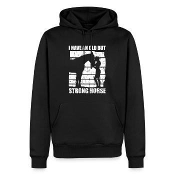 Cheval Sport équestre Forte Endurance - Sweat à capuche Premium bio Homme - noir - Devant - Nico (187cm)