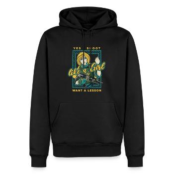 Club de tir - Sweat à capuche Premium bio Homme - noir - Devant - Nico (187cm)