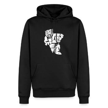 Rugby Tiger - Männer Premium Bio Hoodie - Schwarz - Vorne - Nico (187cm)
