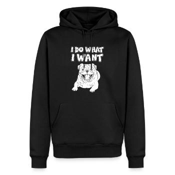 Je me fiche du chien - Sweat à capuche Premium bio Homme - noir - Devant - Nico (187cm)
