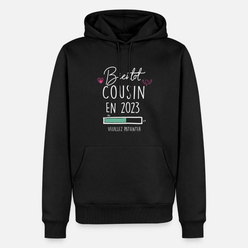 Bientôt cousin 2023 - Sweat à capuche Premium bio Homme - noir