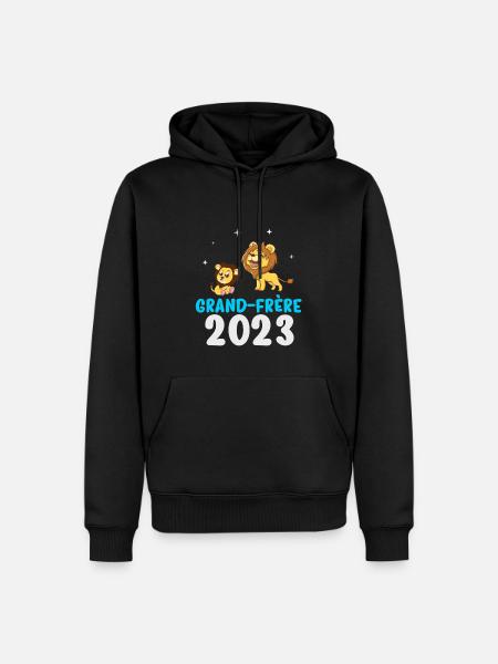 grand-frère 2023 grossesse - lion - Sweat à capuche Premium bio Homme - noir