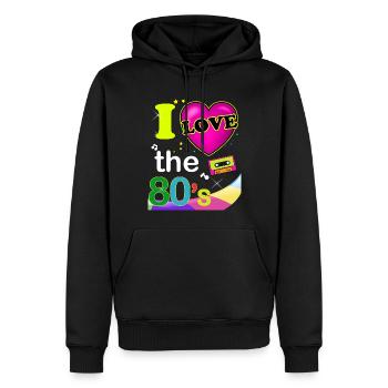 Ich liebe die 80er Jahre Vintage Humor Liebe - Männer Premium Bio Hoodie - Schwarz - Vorne - Nico (187cm)