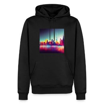 Dubai silhouette skyline abstract art - Men’s Premium Organic Hoodie - black - Front - Nico (187cm)