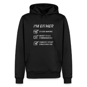 Drôle de citations de fabrication de fromage Fromager Amour - Sweat à capuche Premium bio Homme - noir - Devant - Nico (187cm)