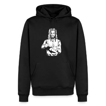Christ Christianisme - Sweat à capuche Premium bio Homme - noir - Devant - Nico (187cm)
