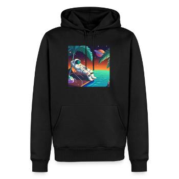 Astronaute se prélassant dans une station tropicale dans l’espace - Sweat à capuche Premium bio Homme - noir - Devant - Nico (187cm)