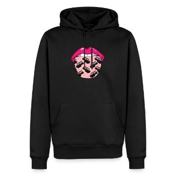 Kameramann Zunge - Männer Premium Bio Hoodie - Schwarz - Vorne - Nico (187cm)