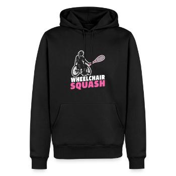 Squash Rollstuhl - Männer Premium Bio Hoodie - Schwarz - Vorne - Nico (187cm)