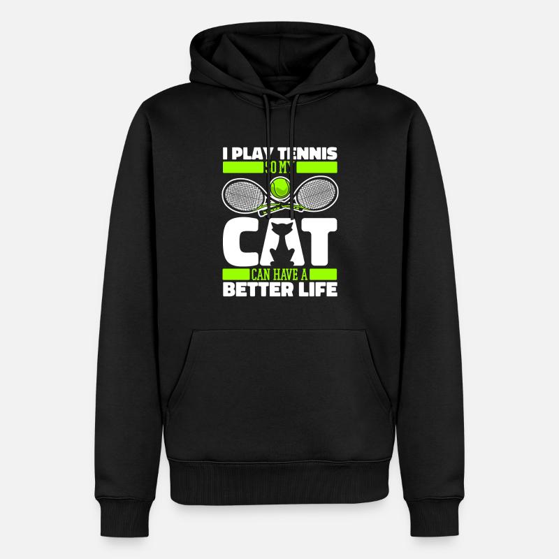 Chat de tennis - Sweat à capuche Premium bio Homme - noir