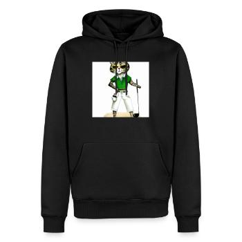 Das golfende Katzenmodel - Männer Premium Bio Hoodie - Schwarz - Vorne - Nico (187cm)