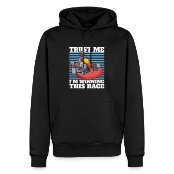 Gagnant du pilote de karting go karting - Sweat à capuche Premium bio Homme - noir - Devant - Nico (187cm)