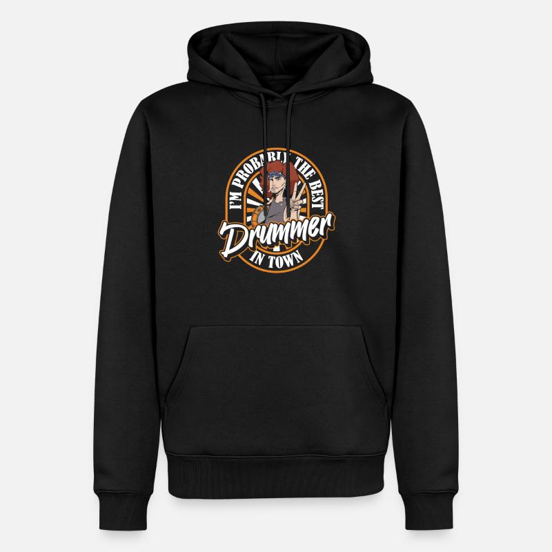 Batterie Batteur Batteur - Sweat à capuche Premium bio Homme - noir