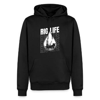 Ölfeld Bohrinsel Rig Life - Männer Premium Bio Hoodie - Schwarz - Vorne - Nico (187cm)