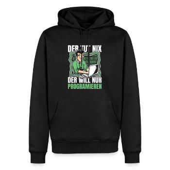 Entwickler Coder Programmierer Computer - Männer Premium Bio Hoodie - Schwarz - Vorne - Nico (187cm)
