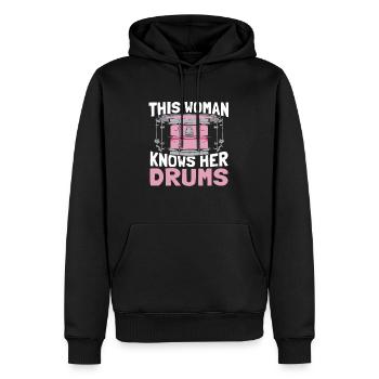 Batterie Batteur Batteur - Sweat à capuche Premium bio Homme - noir - Devant - Nico (187cm)