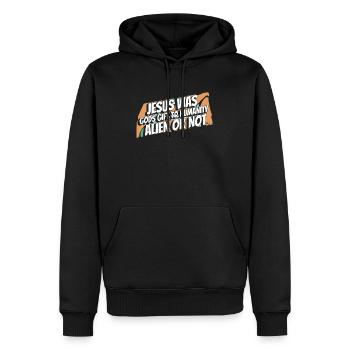 Christ Christianisme Humour Extraterrestre Jésus - Sweat à capuche Premium bio Homme - noir - Devant - Nico (187cm)