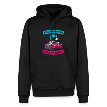 Aller karting karting karting kart driver mignon - Sweat à capuche Premium bio Homme - noir - Devant - Nico (187cm)