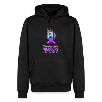 Fibromyalgie Rhumatisme Guerriers - Sweat à capuche Premium bio Homme - noir - Devant - Nico (187cm)