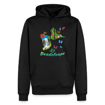 Guadeloupe Ile Papillon Rivières Tropicale - Sweat à capuche Premium bio Homme - noir - Devant - Nico (187cm)