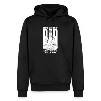 Papa bouddhiste Bouddha - Sweat à capuche Premium bio Homme - noir - Devant - Nico (187cm)