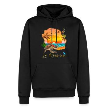 Himmlischer Sonnenuntergang in La Eéunion - Männer Premium Bio Hoodie - Schwarz - Vorne - Nico (187cm)