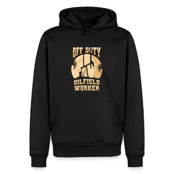 Ölfeld Bohrinsel Cool - Männer Premium Bio Hoodie - Schwarz - Vorne - Nico (187cm)