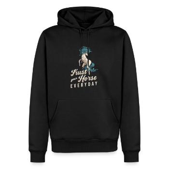 Pferd Reitsport Cool Ausdauerreiten - Männer Premium Bio Hoodie - Schwarz - Vorne - Nico (187cm)